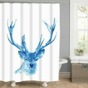 Waterproof Shower Curtain Polyester Fabric Bathroom Curtains With Hooks Set